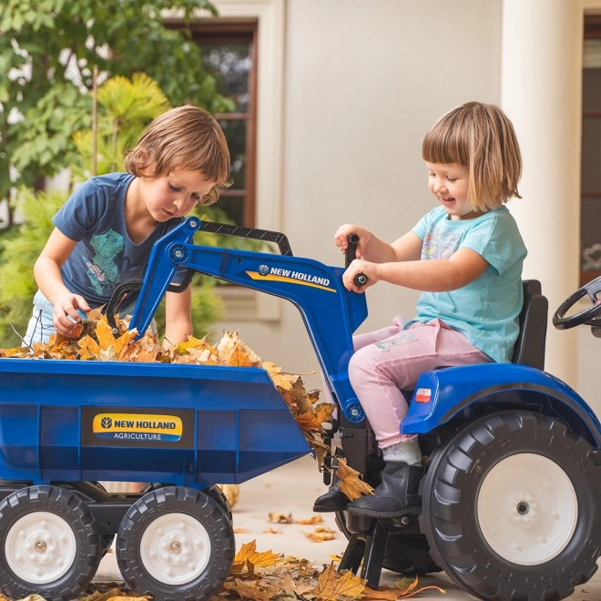 New Holland Traktor mit Anhänger, blau für Kinder ab 3 Jahren