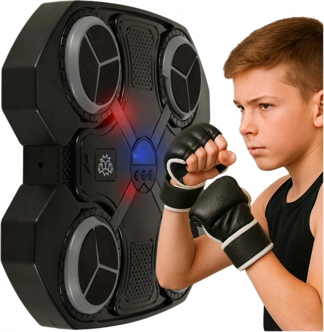 Trainings-Boxsack an der Wand mit LED-Lichtern und USB-Anschluss