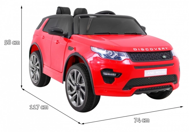 Kinder Land Rover Discovery Rot + Fernbedienung + 5 Stück Gurte + Sitzverstellung + EVA + MP3 LED