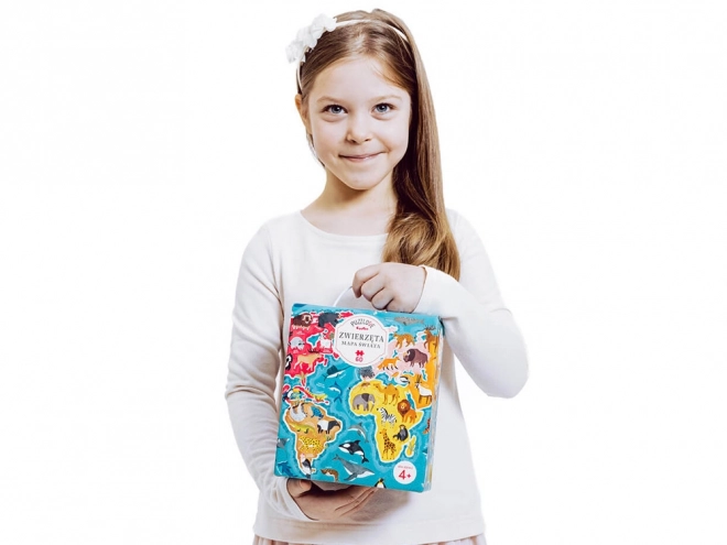 Puzzle 60 Teile Puzzlove - Weltkarte Tiere