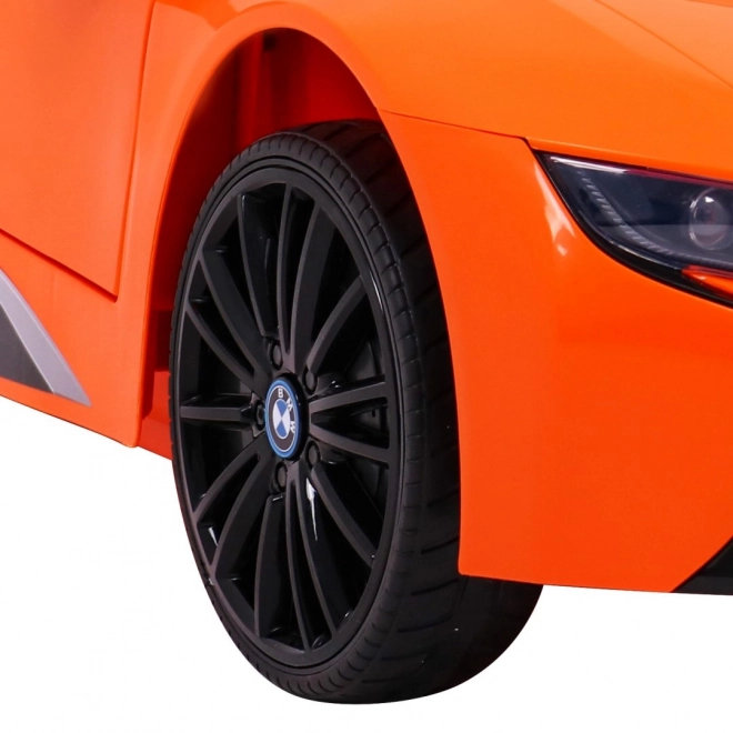 BMW I8 Lift Batteriefahrzeug Orange + Fernbedienung + Langsamer Start + 3-Punkt-Gurte + MP3 USB + LED-Diode