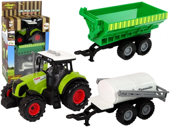 Traktor-Set mit Anhänger und Zisternenwagen