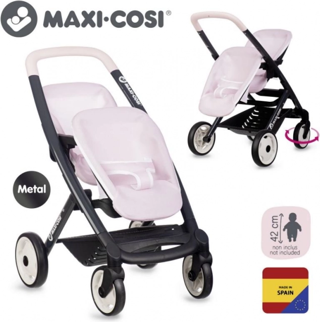 Sportwagen für Puppenzwillinge Maxi Cosi hellrosa