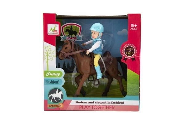 Pferd mit Reiter Puppe 20cm