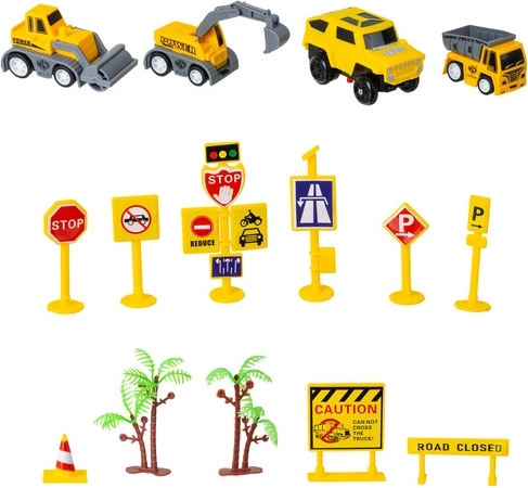 Baufahrzeuge und realistische Zubehörteile