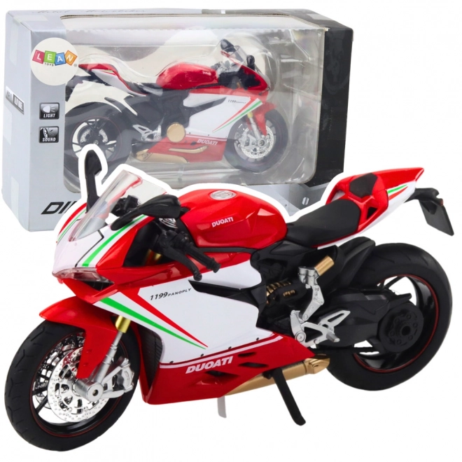 Metall-Sportmotorrad rot-weiß mit Effekten 1:12