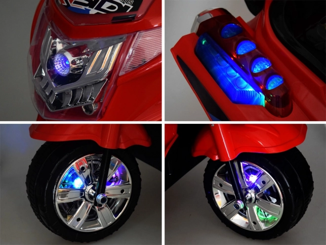 Sportliches Kinder-Motorrad mit LED-Beleuchtung – Rot