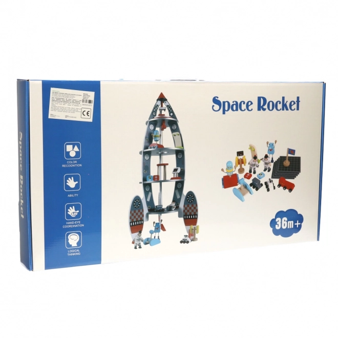 Holzrakete Raumfahrzeug Astronautenspielset