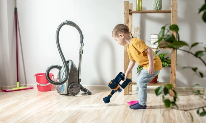 Kinderspielzeug-Staubsauger Blau