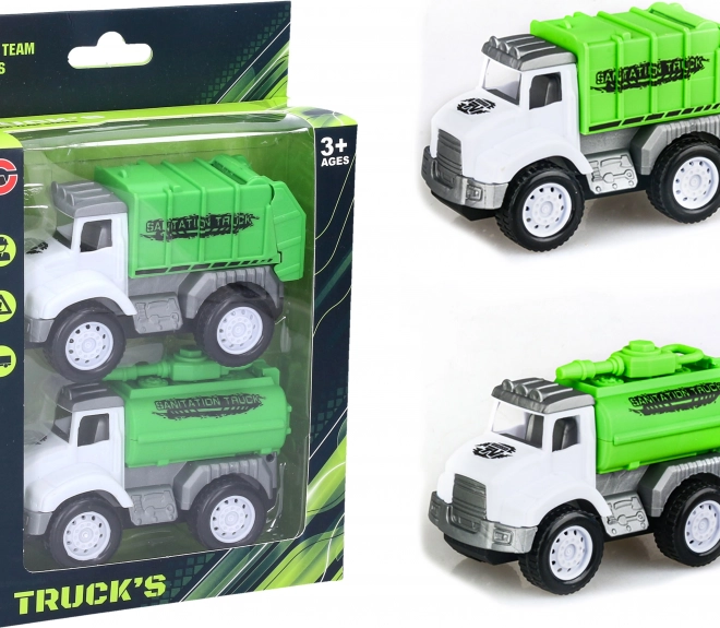 Reinigungsautos mit Schwungrad – Set mit 2 Stück (10 cm)
