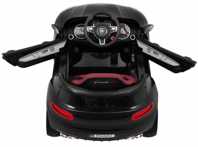 Turbo-S batteriebetriebenes Auto für Kinder schwarz + Fernbedienung + langsames Starten + EVA-Räder + Radio MP3