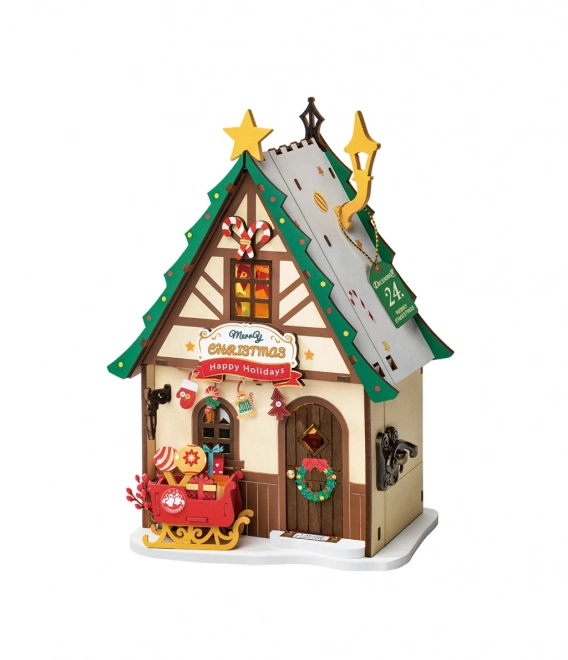 Leuchtendes Weihnachts-Holzhaus Miniatur