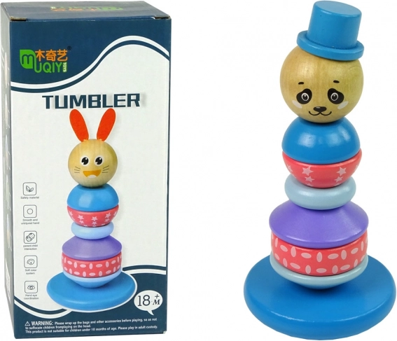 Holzpyramide Panda balancierender Turm