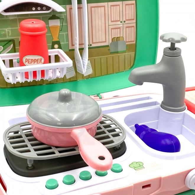 Woopie Tragbare Kinderküche im Korb 30-teilig