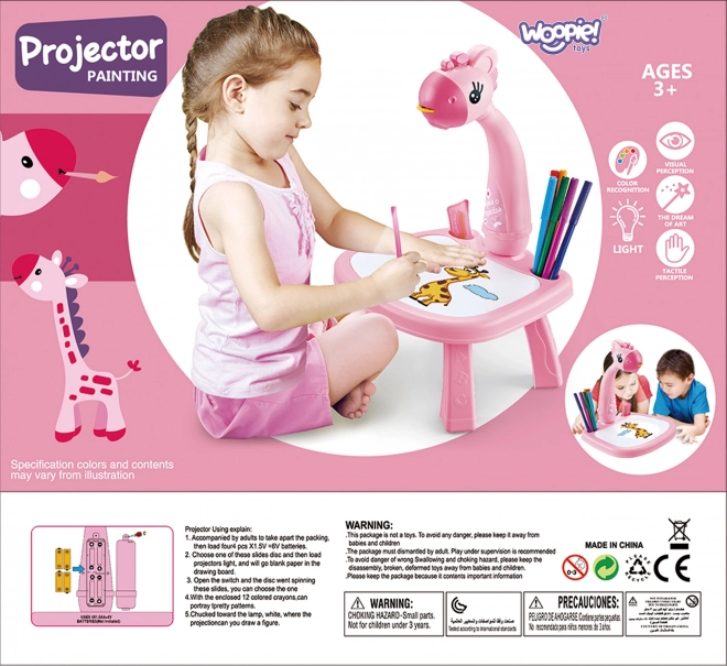 Zeichenbrett mit Projektor Rosa Giraffe