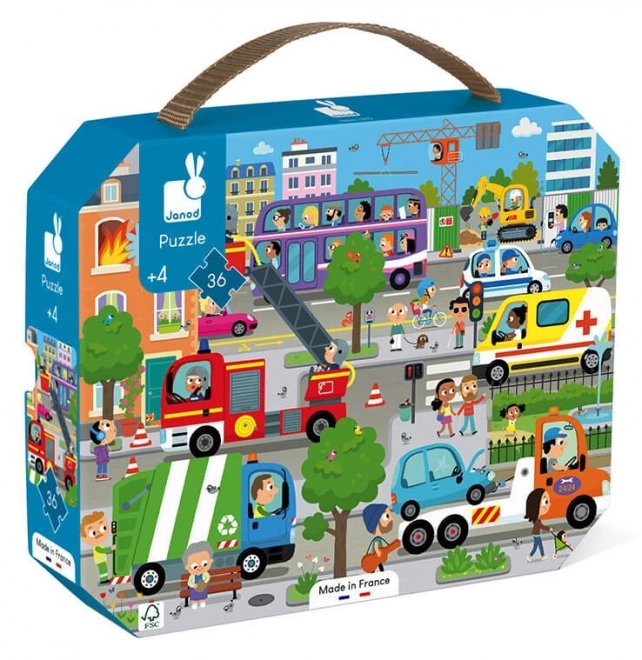 Janod Puzzle Koffer Stadt - 36 Teile