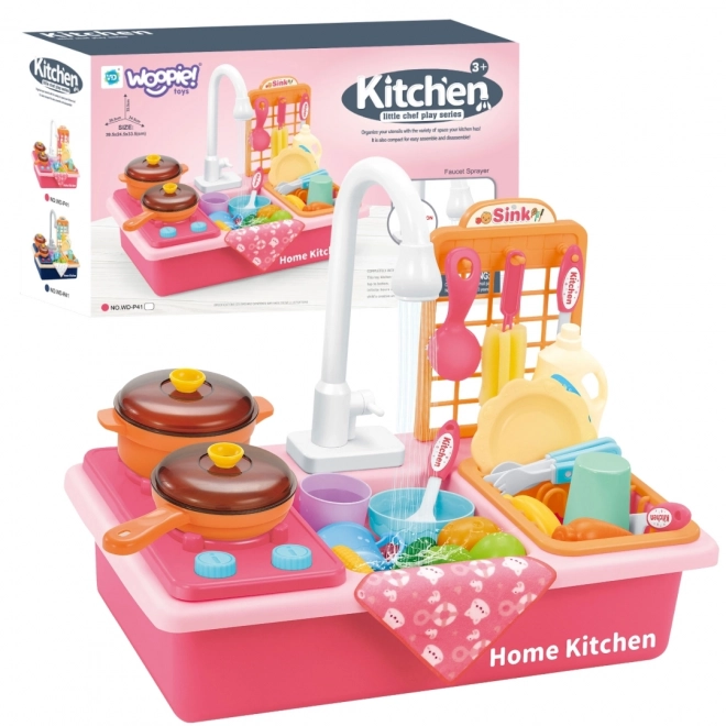 Woopie Kinderküche mit Spüle Rosa