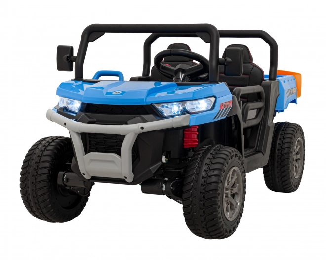 Kinderauto Pick-Up Speed 900 Blau + Allradantrieb + bewegliche Schaufel + Gepäckträger + Fernbedienung + Schaufel + LED Audio