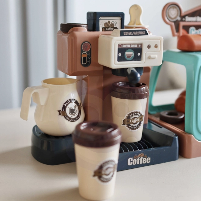 Woopie Spielzeug-Kaffeebar mit Kaffeemaschine und Kuchenvitrine