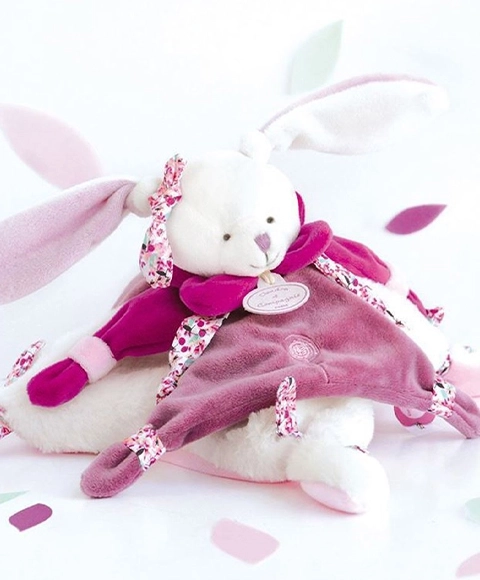 Doudou Geschenkset Rosa - Plüschhase Schnuffeltuch