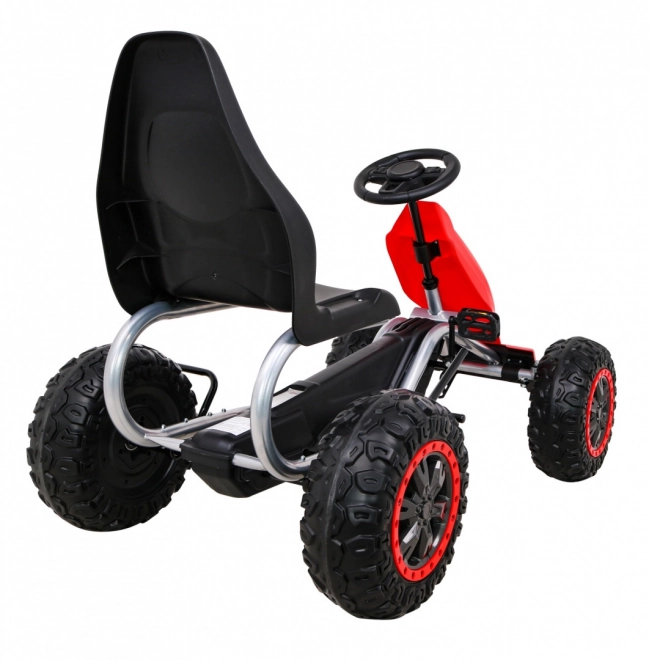 Großes Tretauto STRONG für Kinder Rot + 100 kg Belastung + EVA Räder + Handbremse + Sportsitz
