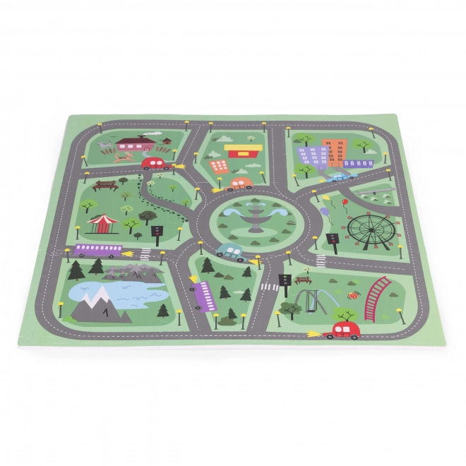 Große EVA-Schaumstoffmatte für Kinder Stadt 90,5x90,5 cm 21 Teile ECOTOYS