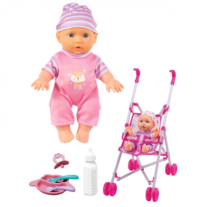Erste Baby-Puppe mit Kinderwagen und Fütterset