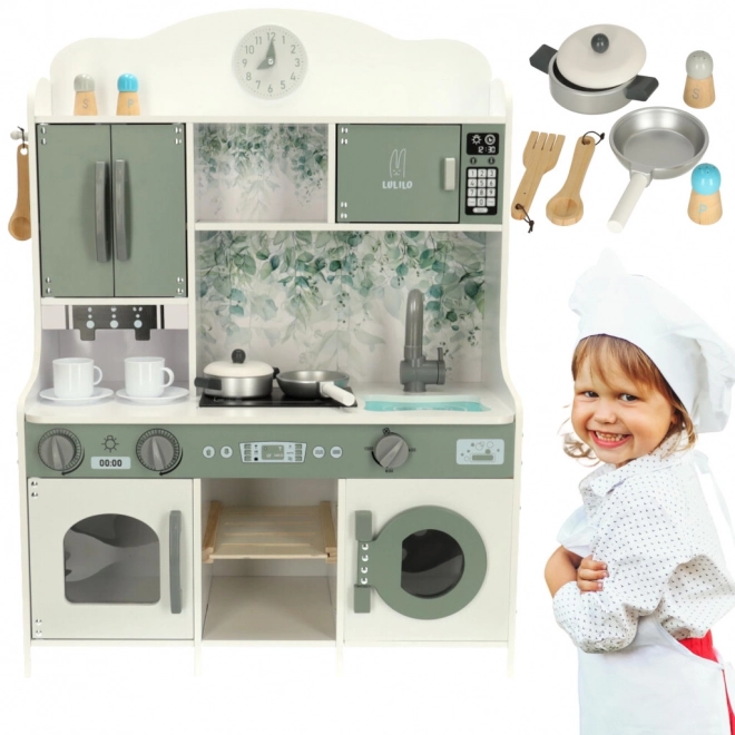 Holzküche Mdf Lulilo Saliko mit Espressomaschine
