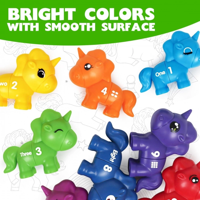 Lernspiel Einhorn Zahlen und Farben Montessori Set