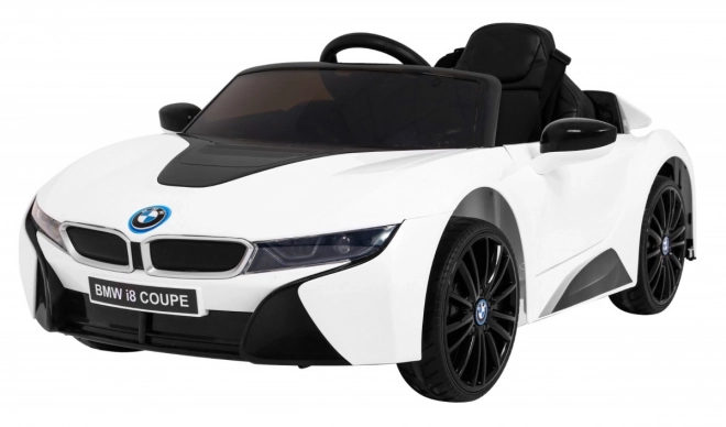 BMW I8 Lift Batterieauto Weiß + Fernbedienung + langsamer Start + 3-Punkt-Gurte + MP3 USB + LED-Diode