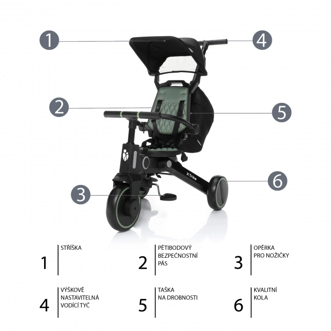 Multifunktionales Dreirad 7-in-1 X Trike in District Green