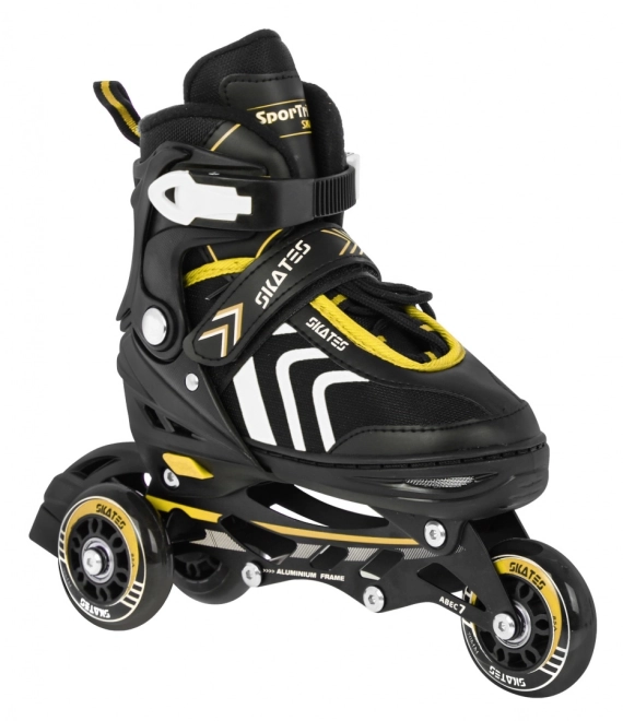 4-in-1 Rollschuhe, Schlittschuhe, Skates Set für Kinder Größe 29-33 Pink – Gelb