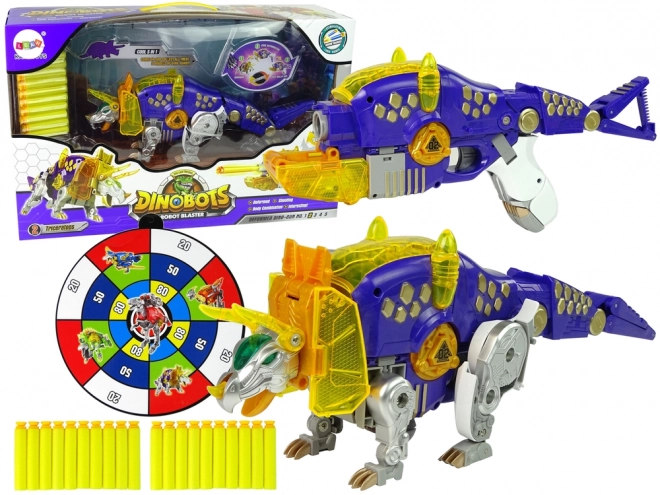 2-in-1 Dino Bot Triceratops Pistole mit Zielscheibe