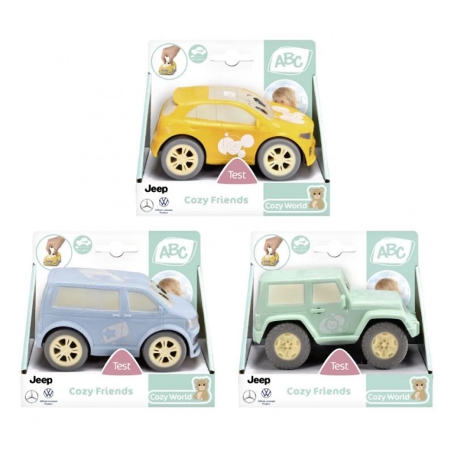Cozy Friends Mix aus 3 Spielzeugautotypen