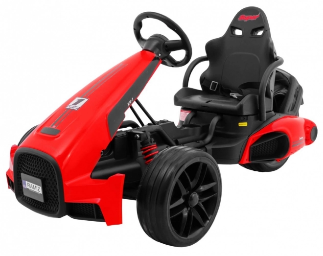Kinder Gokart Bolid XR-1 mit Batterie Rot + verstellbarer Lenker + geformter Sitz