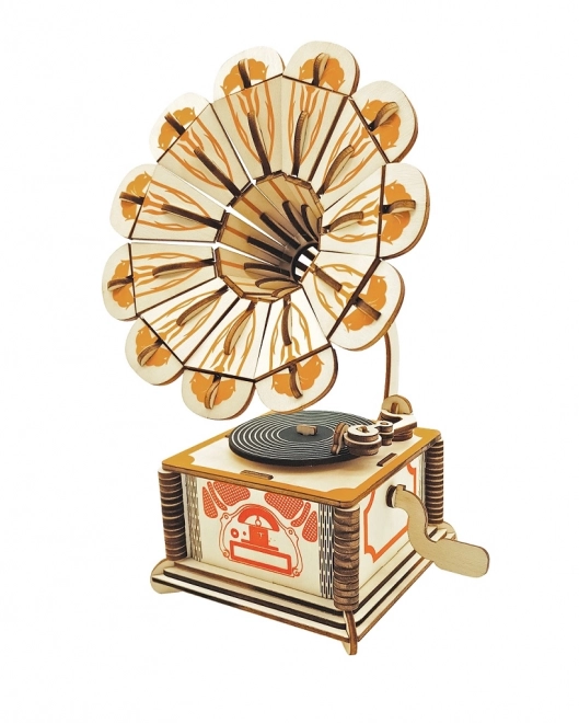 Farbiges Grammophon 3D-Puzzle aus Holz