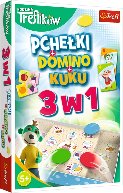Spiel 3-in-1 Domino, Flöhe und Kuku – Familie TREFLIK