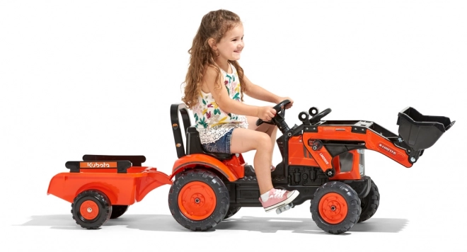 Trettraktor Kubota M7171 mit Hänger und Frontschaufel orange