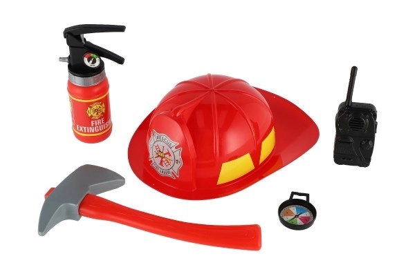 Feuerwehrset mit Helm und Wasserspritze