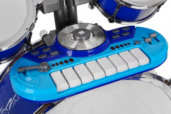 Musikset Schlagzeug Keyboard Mikrofon für Kinder 3+ Blaue Lichter und Klänge