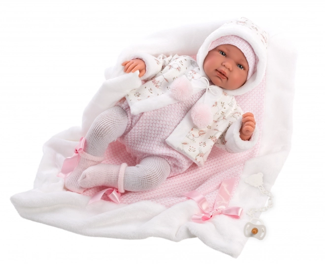 Realistische Babypuppe mit Geräuschen und weichem Körper 44 cm