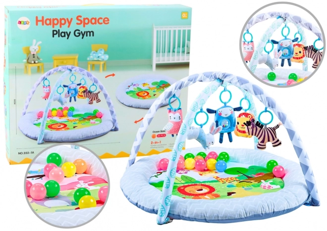 Runde 2-in-1 Spielmatte mit Tiermotiv für Babys