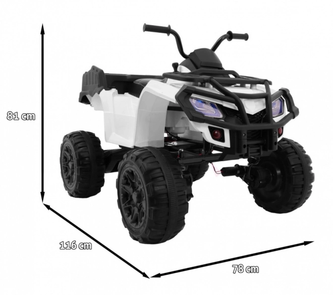 XL Quad auf Batterie für Kinder weiß + 4x4 Antrieb + Gepäckträger + langsamer Start + EVA + LED Audio