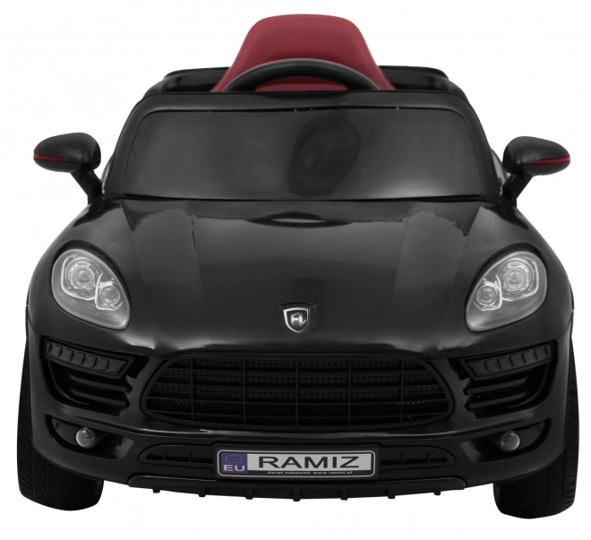 Turbo-S batteriebetriebenes Auto für Kinder schwarz + Fernbedienung + langsames Starten + EVA-Räder + Radio MP3