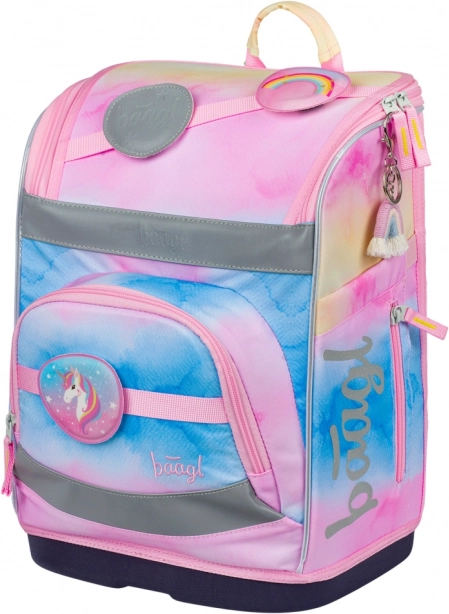 Baagl Set Zippy Plus Rainbow Unicorn: Schulranzen, Federmäppchen, Beutel, Schürze, Geldbörse