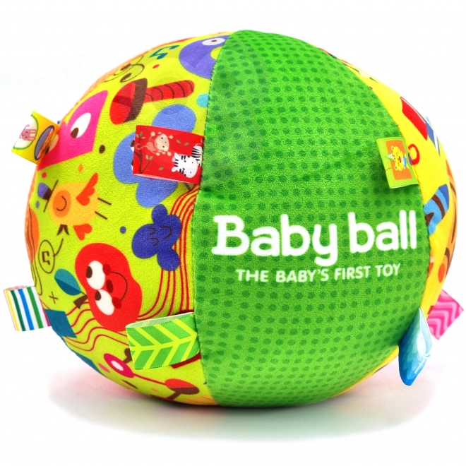 Weicher Ball für Babys mit Etiketten und Geräuschen