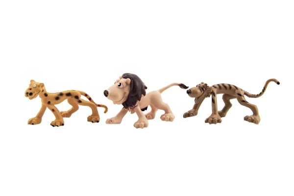 Fröhliche Safari-Zoo-Tiere aus Plastik, 9-10cm, 6er-Pack