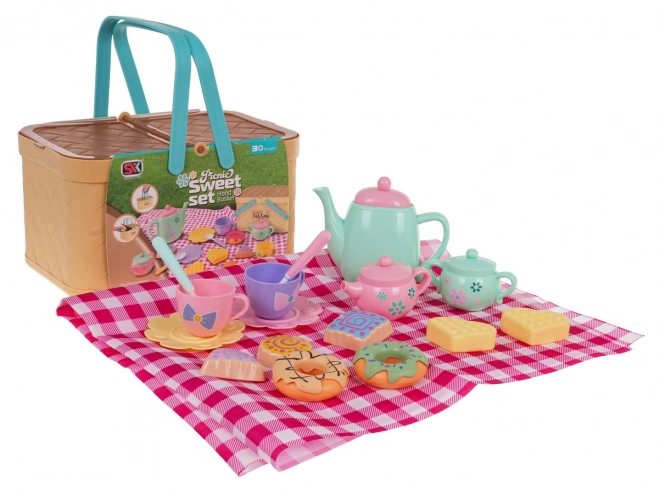 Kinderspiel-Picknick-Set mit Korb und Zubehör