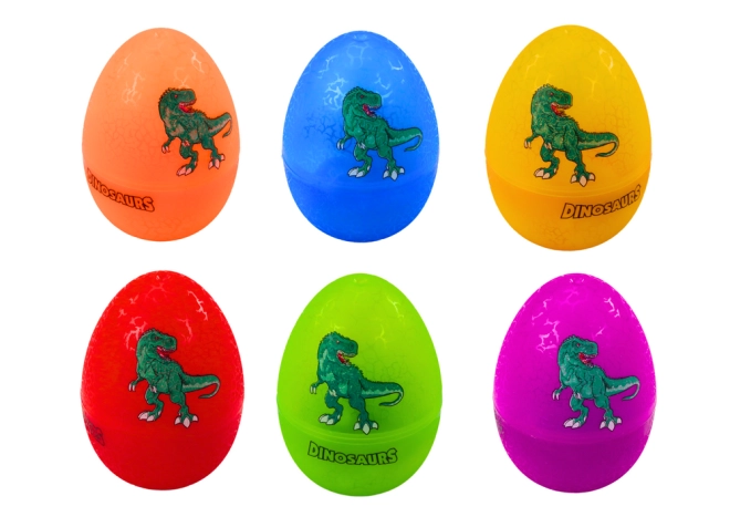 6 bunte Eier mit versteckten Dinosauriern