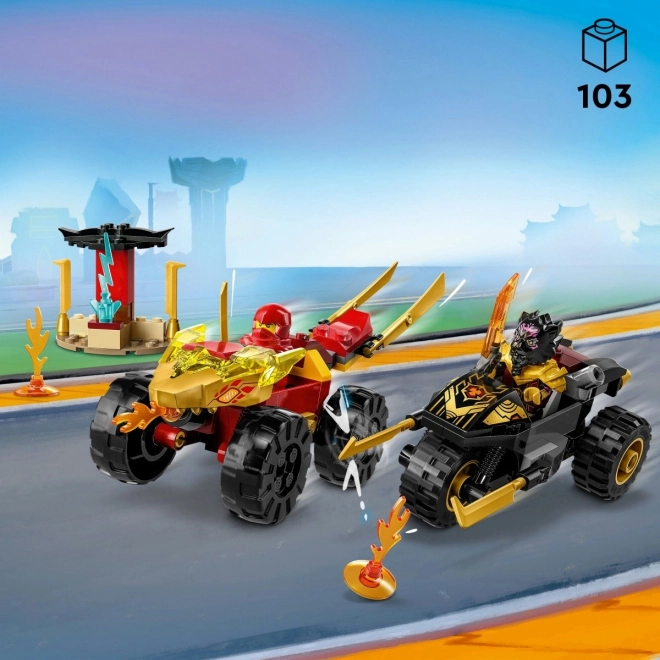 Kai und Ras im Duell: Auto gegen Motorrad - Lego NINJAGO Bauset